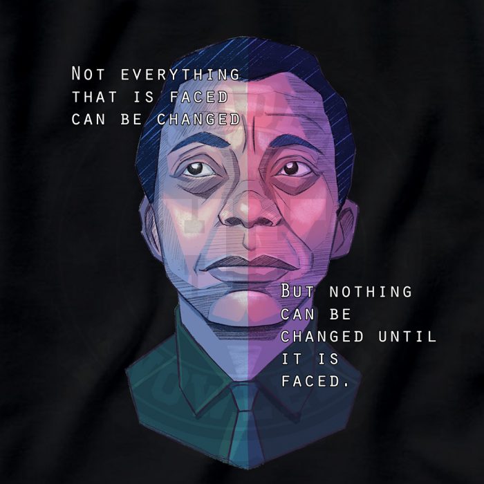 James Baldwin Not Everything That Is Faced J Baldwin Black T-Shirt (Womens) - Hidden Knowledge Clothing